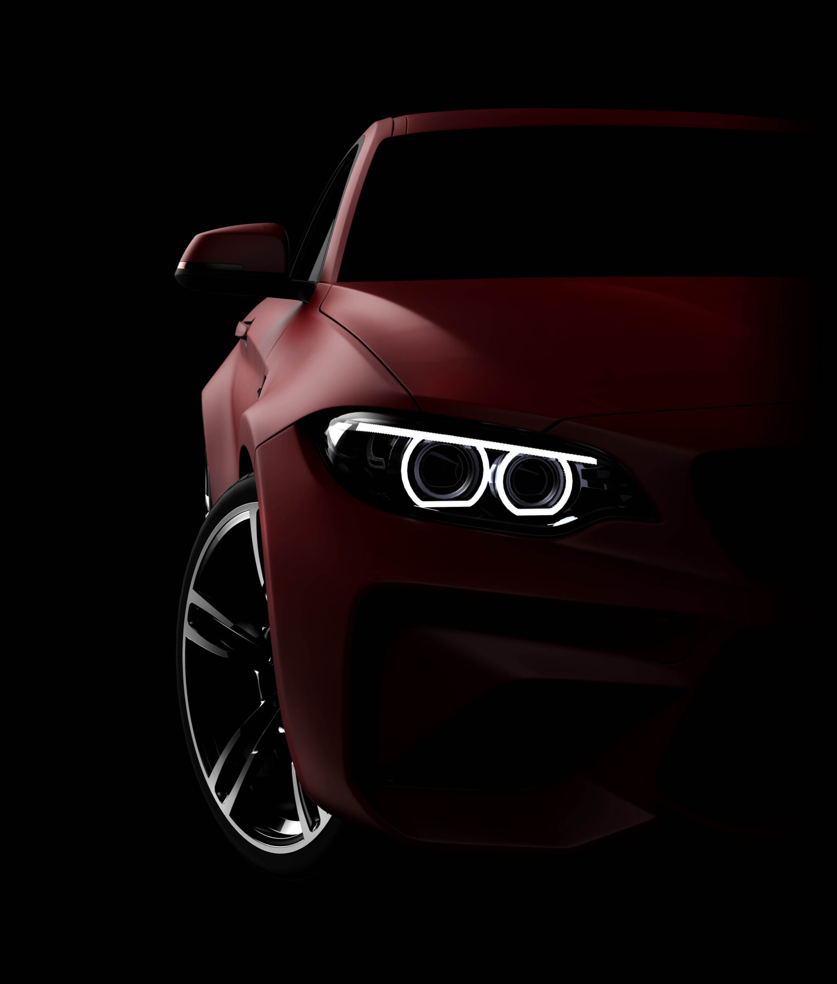 Front view of a generic and brandless red modern car